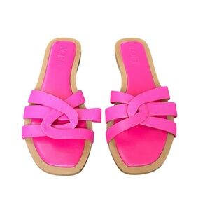 LOFT Strappy Leather Slide Sandals in Pink Size 6.5M